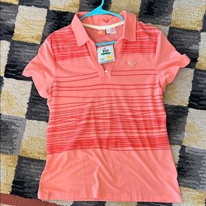 Puma Women's Coral Striped Polo Shirt